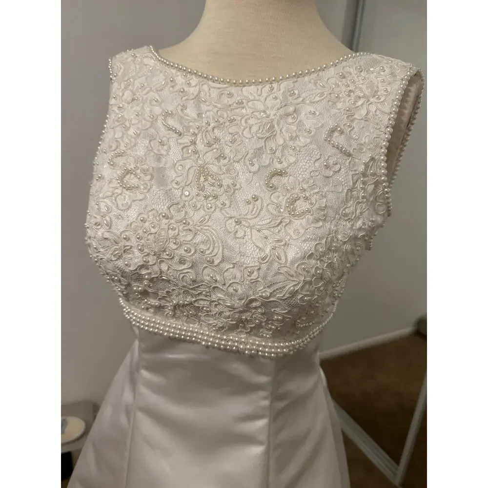 Vintage Mori Lee Wedding gown dress Madeline Gardner tmless bridal 90s luxe sz 4 - Picture 12 of 16